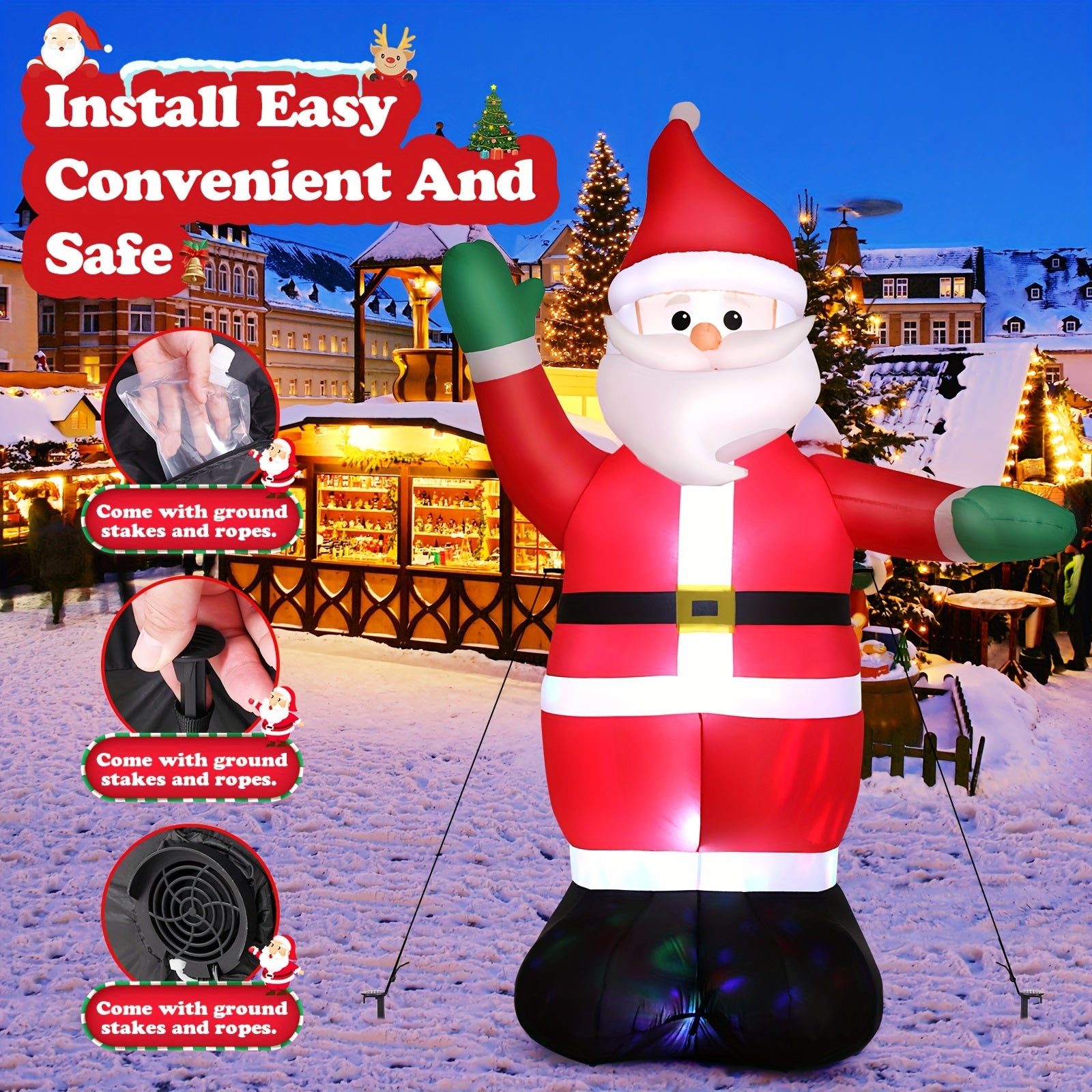 6ft Inflatable Christmas Yard Decorations with Lights - Santa Claus