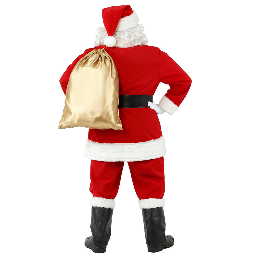 10-Piece Deluxe Santa Suit for Adults, Professional Christmas Santa Outfit