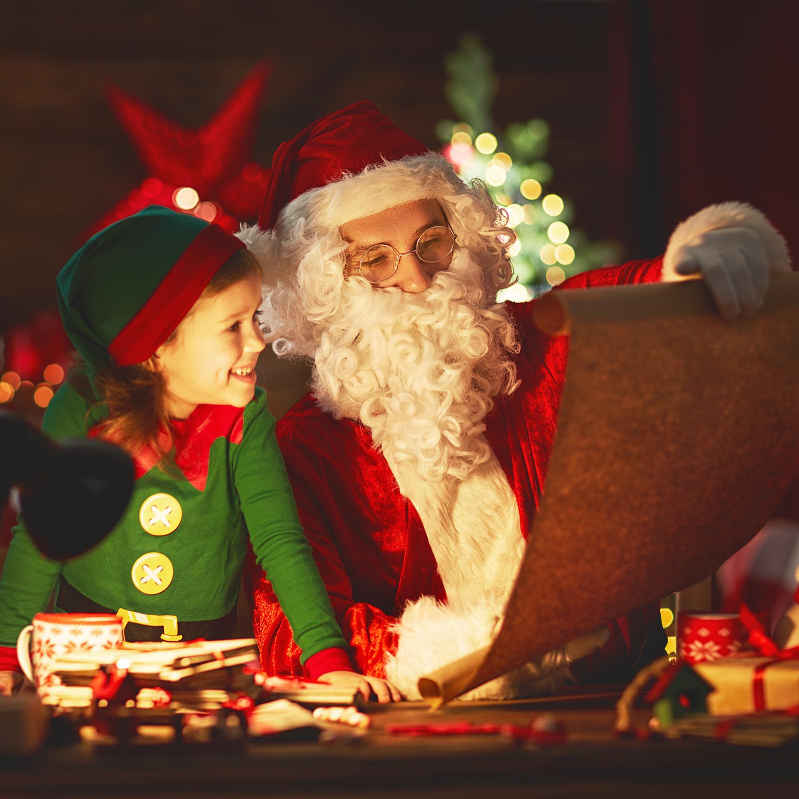 10-Piece Deluxe Santa Suit for Adults, Professional Christmas Santa Outfit