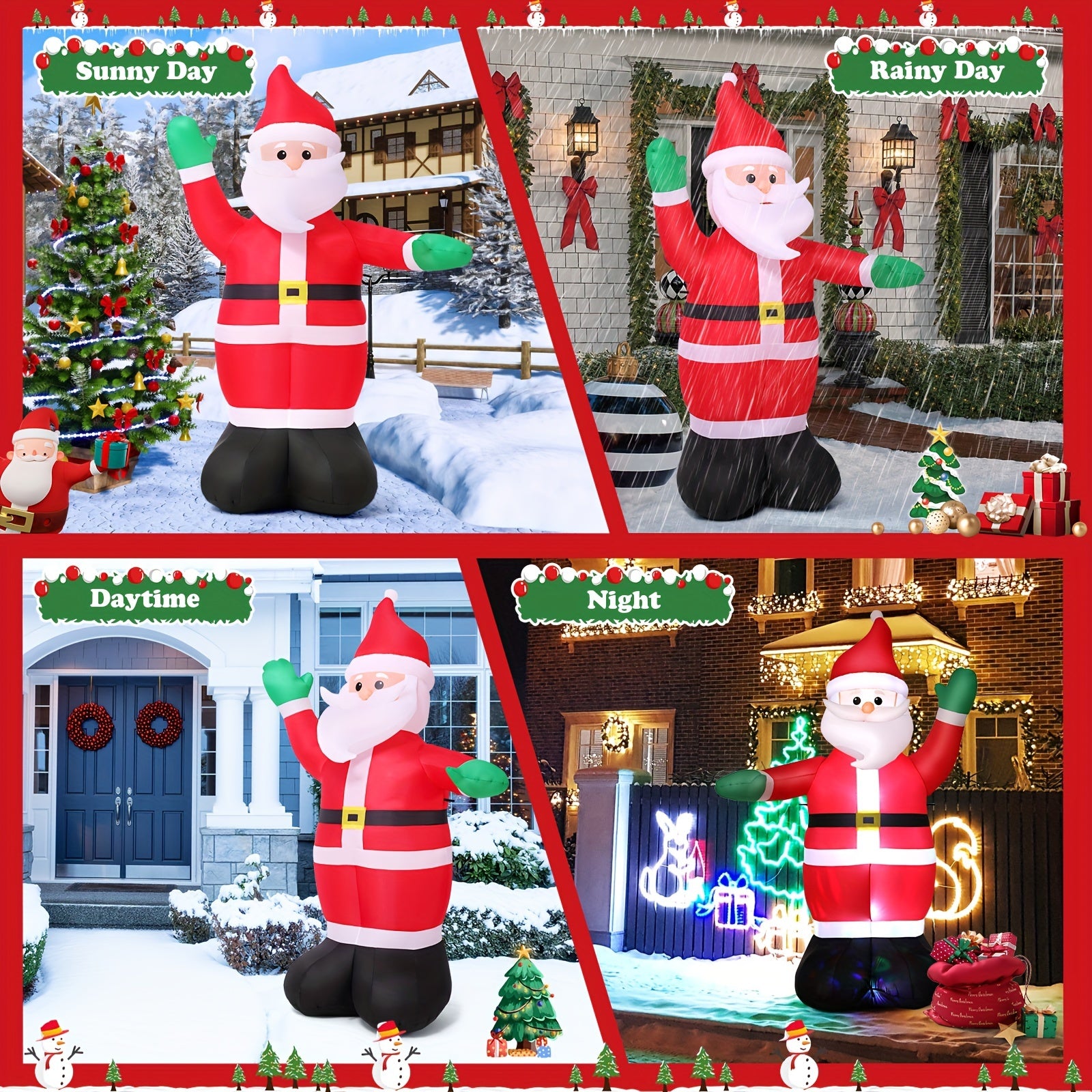 6ft Inflatable Christmas Yard Decorations with Lights - Santa Claus