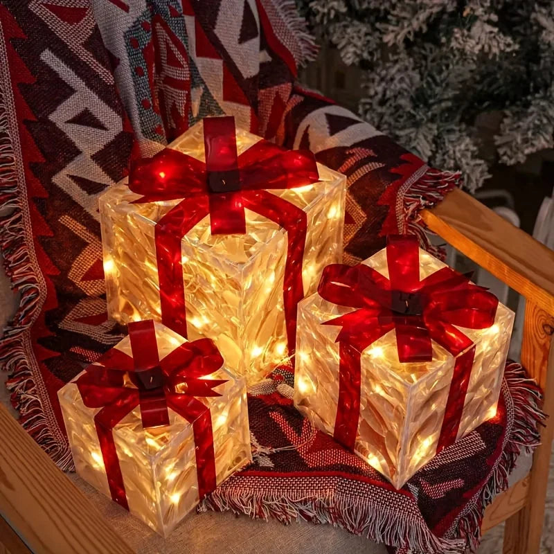 Three Sets Of Christmas Luminous And Exquisite Decorative Lights, Detachable Gift Box And Lighting Fixture,Christmas Decorations Nuvio