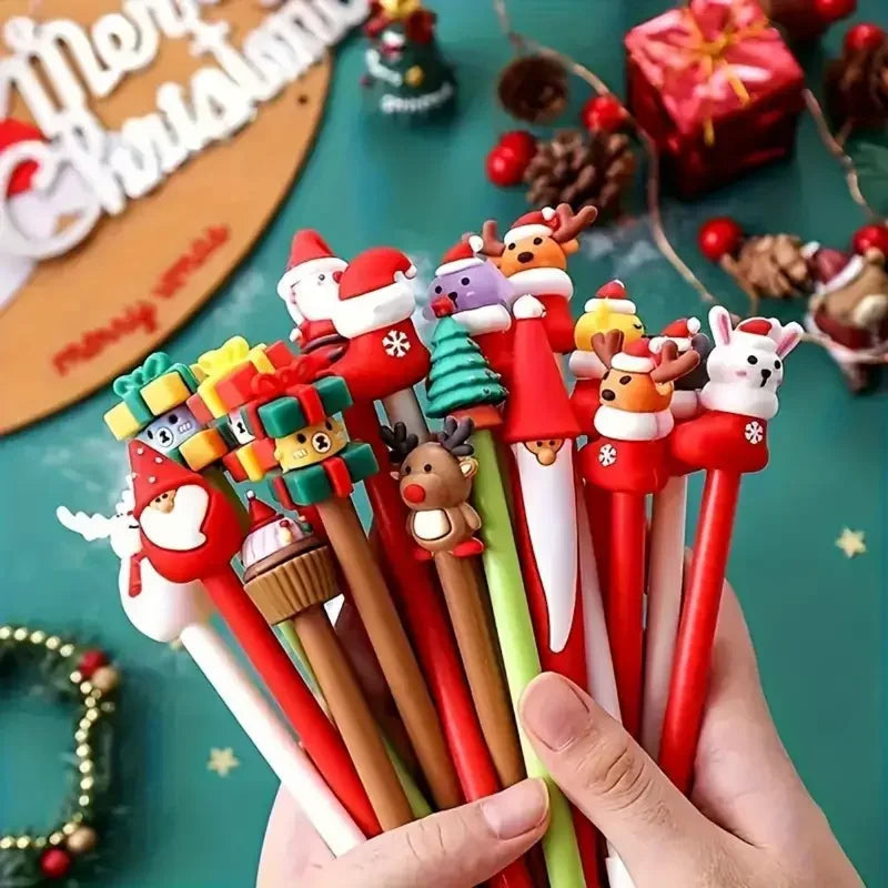 12 Christmas-Themed Neutral Pens, Office And Study Stationery, Good Gifts for Students, Diverse Styles, Holiday DIY Decorations Nuvio