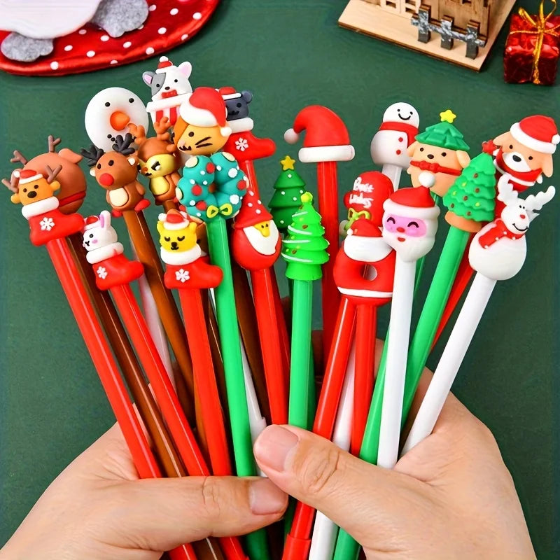 12 Christmas-Themed Neutral Pens, Office And Study Stationery, Good Gifts for Students, Diverse Styles, Holiday DIY Decorations Nuvio