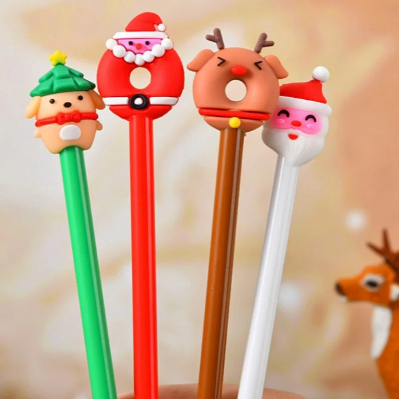 12 Christmas-Themed Neutral Pens, Office And Study Stationery, Good Gifts for Students, Diverse Styles, Holiday DIY Decorations Nuvio