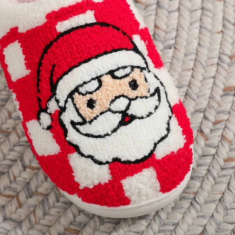 Christmas Cotton Slippers for Women 2025 Winter Cute Cartoon Winter Warm Slippers Woman Indoor Bedroom Couples Plush Shoes 45 Nuvio
