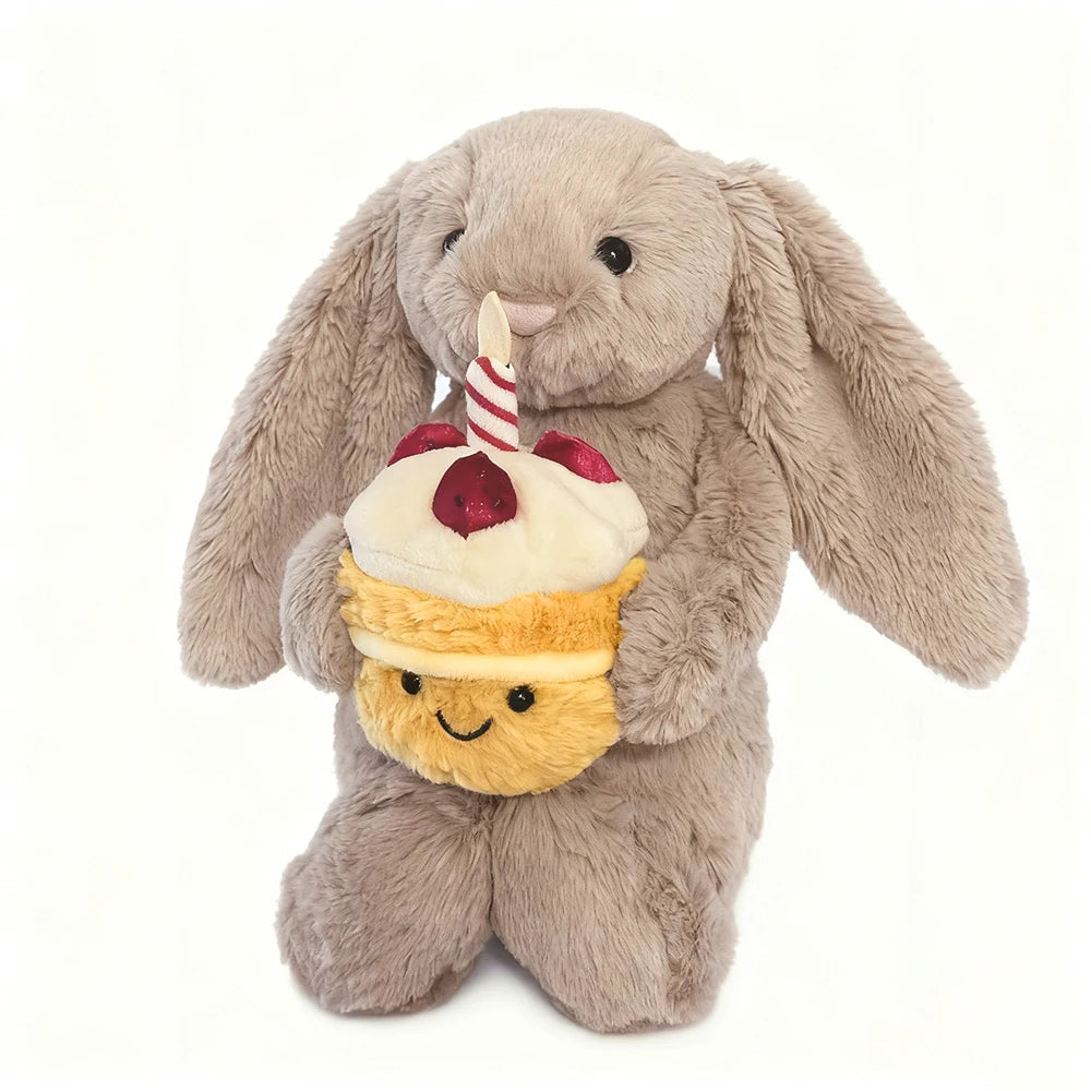Christmas Bunny Plush Toy, Plush Doll Holding A Birthday Cake, Cute Cartoon Gift Doll, Birthday Present, Christmas Present. Nuvio