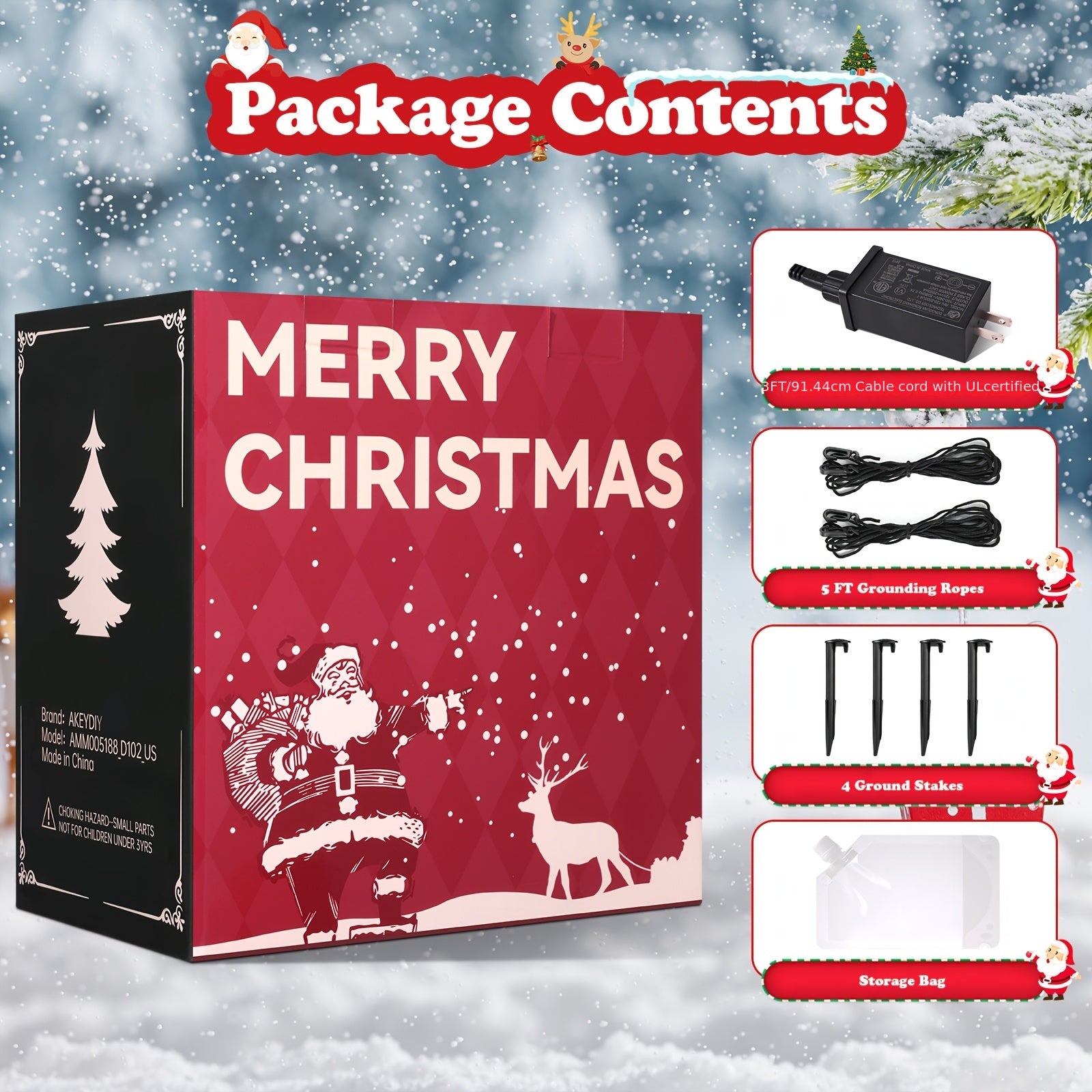 6ft Inflatable Christmas Yard Decorations with Lights - Santa Claus