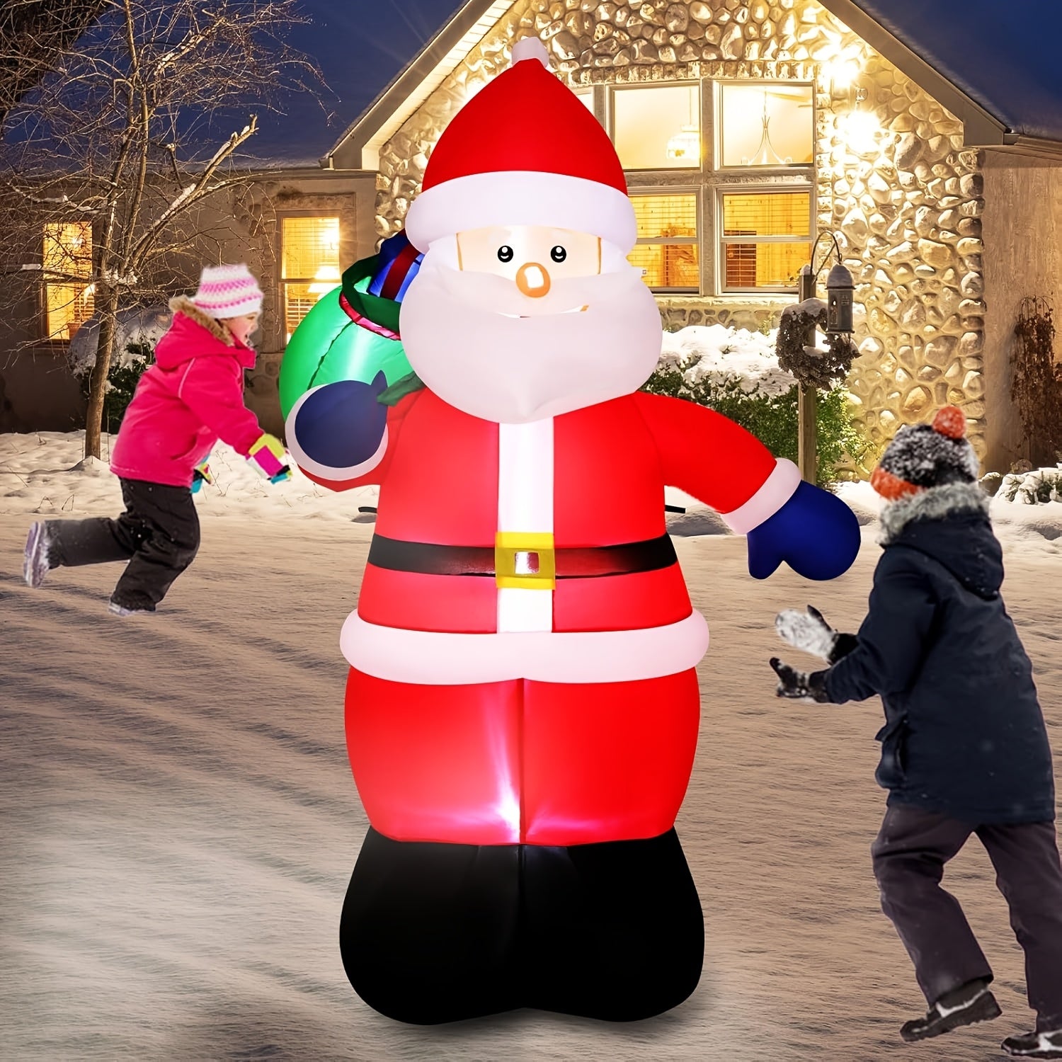 6ft Inflatable Christmas Yard Decorations with Lights - Santa Claus